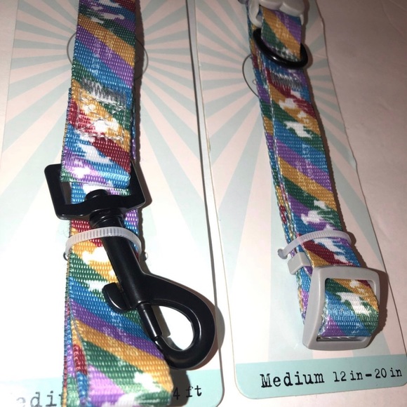 Dog is Good Dog Leash & Matching Collar/ Rainbow Design/ Size Medium/NEW - Picture 2 of 5